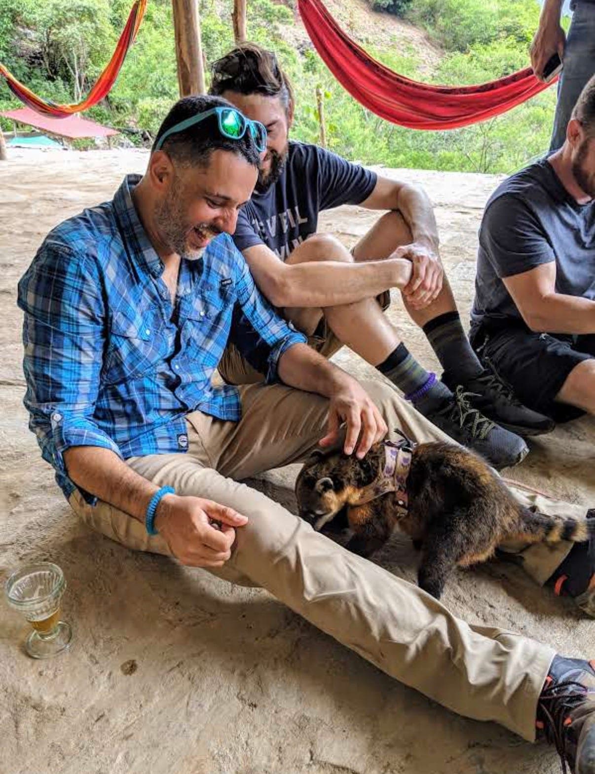 Paulo with a coati at camp