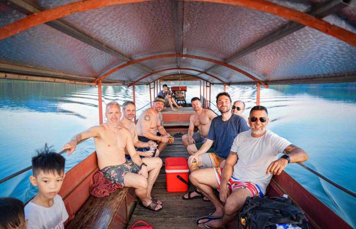boat of guys on a lake